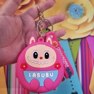 Pink Labubu Keychain Coin Purse